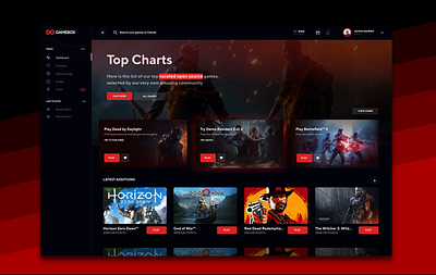 Gamebox app app design app designer dashboad dashboard app dashboard design dashboard ui design designer desktop elements game game dashboard games online online gaming react ui ux