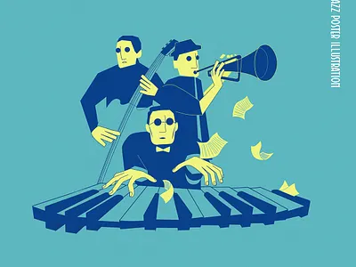 Jazz poster illustration blue character illustrated illustration jazz music musician poster song