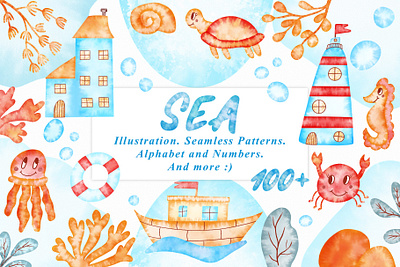 Sea illustration branding design graphic design illustration logo typography