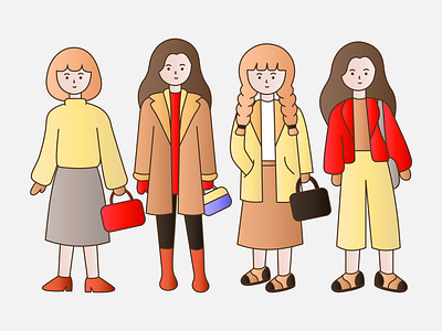 Woman winter style characters design fashion flat illustration minimal people style ui vector winter