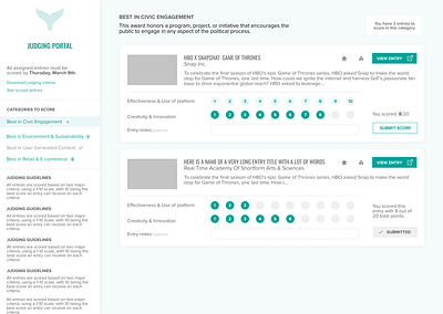 UI Concept for Judging Flow django teal ui web app