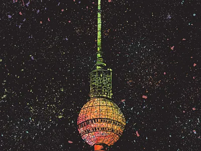 Galaxy TV Tower berlin berlin agency berlin freelance color design digital illustration digital painting drawing illustration postcard postcard design travel travel agency traveling tv tower