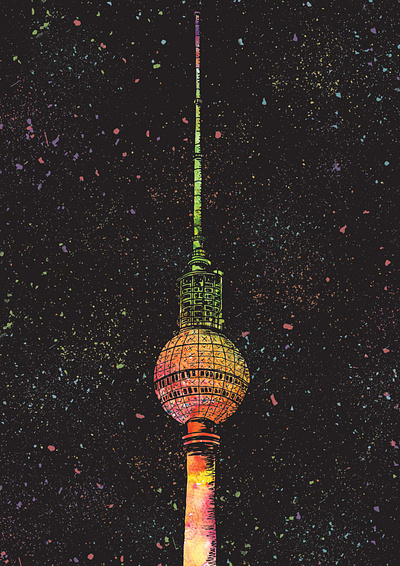 Galaxy TV Tower berlin berlin agency berlin freelance color design digital illustration digital painting drawing illustration postcard postcard design travel travel agency traveling tv tower