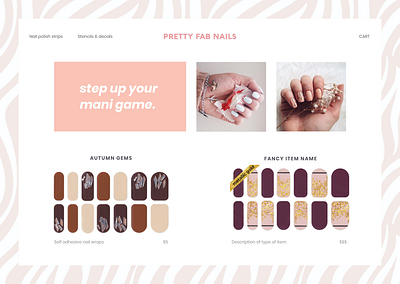 E-commerce concept for Pretty Fab Nails ecommerce manicure nail art nail wraps nails