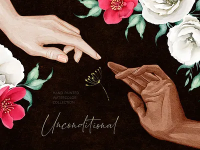 Flowers & Hands Watercolors art clipart concept design floral flowers flowers illustration geometric graphic design graphic elements graphics hand hands illustration illustrations lavish shape shapes vector watercolor