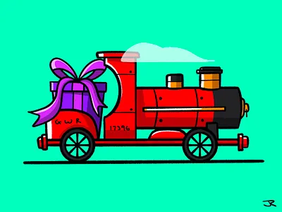Choo choo automobile childhood colour design dribbble flat icon illustration present shot sketch steam steel stroke toy trains travel vector vehicle