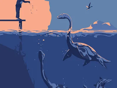 Frightening the ducks (This is a cropped image) adobeillustrator animal animals art artwork design digitalart dino dinosaur dinosaurs drawing graphic illustration illustrator lochness plesiosaurs sunset vector vector illustration vectorart
