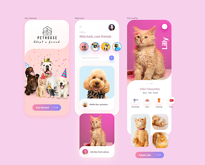 Pethouse app adopt appdesign cart cats clean dog petcare pets petshop product profile search social app