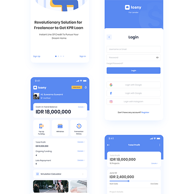 Loany Mobile User Interface Concept app branding design flat icon minimal mobile mobile app mobile design typography ui ux