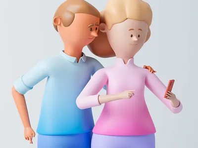 Delivery 3d blender 3d characters characters design delivery man order smartphone woman