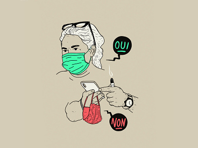 How to wear your mask right - 03 adobe fresco corona coronavirus covid covid 19 editorial editorial illustration gesichtsmaske iampommes illustration ipadpro mask pommes portrait porträt retro safety vacation vector vintage