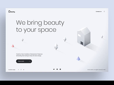 Archy - Interior agency website agency website architect architecture branding clean design editorial editorial design graphic design illustration interaction landing minimal motion design simple typography ui ux web website
