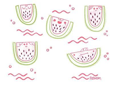 watermelon sea digital art fruit illustration watermelon
