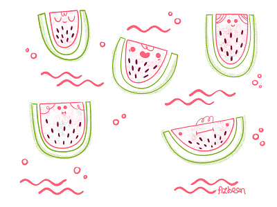 watermelon sea digital art fruit illustration watermelon