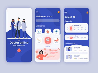 Doctor Online | Mobile App app clinic dentist design doctor figma medical medicine mobile mobile app mobile design mobile ui online doctor uxui