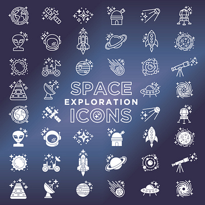 44 Space Exploration Icons design icon icon set icons ui ux vector