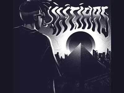 Ihtiras Cover 1984 album black city cover design dribbble eye grain hello hellodribbble illuminati illustration ozoyo pyramid rap ruin smoke sun white