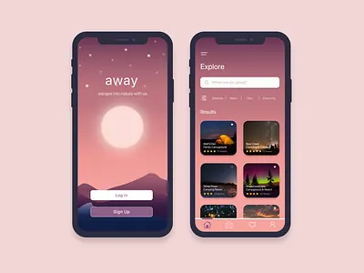 Away Camping App app branding design flat graphic design illustration logo ui ux web