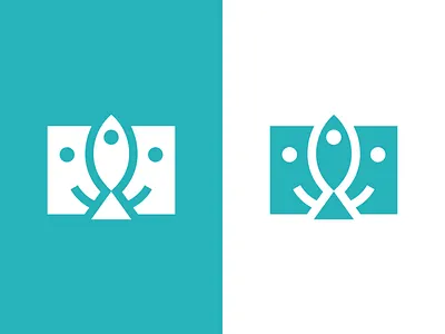 Fish Face Logo blue creative design face fish fun happy logo logos man marine modern sea simple smile smiling water woman