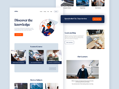 Eduka - Education Website Landing Page clean clean design clean ui design education education website illustration landing page minimal neat online course platform ui ux web web design web development