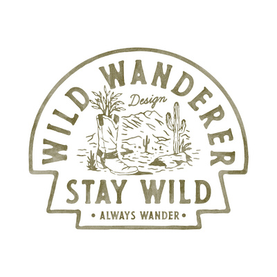 Wild Wanderer Design badge design badges branding handdrawn illustration t shirt design vector vintage vintage badge vintage design