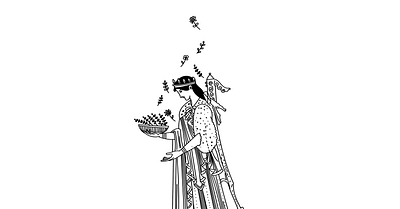 Artemis & Ηerbs goddess greek illustration