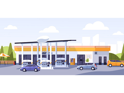 Modern gas station building by Good_studio on Dribbble