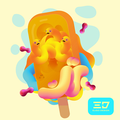 Sweet 'n' Sour dessert diary fluid illustration fluid worms food freezy frozen dessert ice ice pop icecream illustration pop pop ice popsicle popsicles sour sweet sweet and sour vector art worms