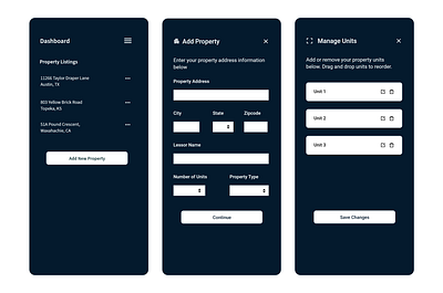 Property Management darkmode layout minimal typography uiux