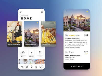 Roma app design italy mobile app mobile ui rome travel travel app traveling ui