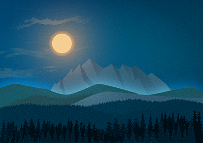 Night Landscape Illustration adobe illustrator illustration landscape