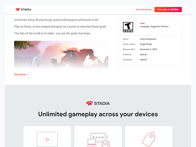 Immortals Fenyx Rising on Stadia gaming ui