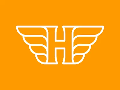 The Letter H badge elevate flight fly h henry logo orange soar waylon wings