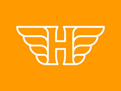 The Letter H badge elevate flight fly h henry logo orange soar waylon wings