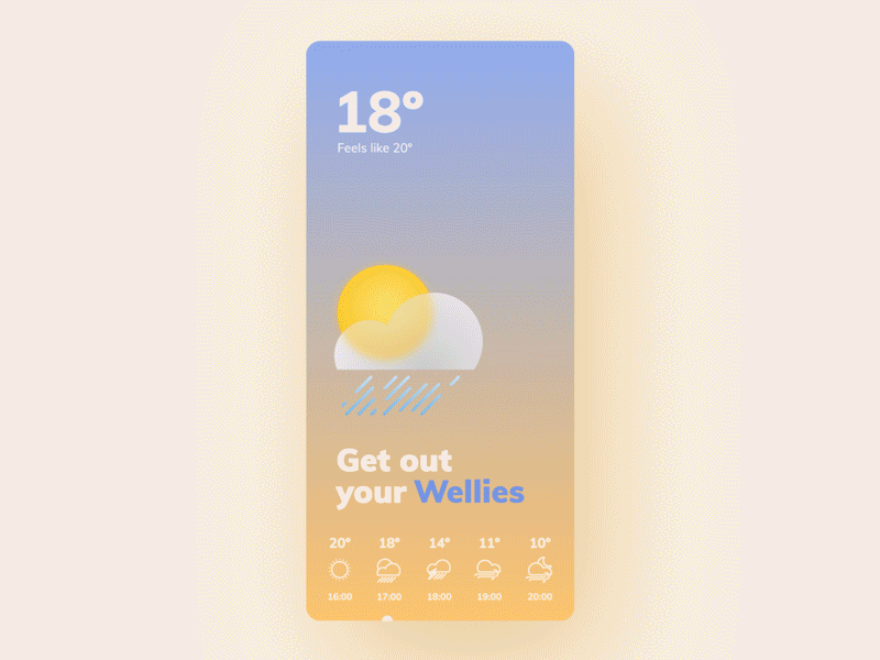 Daily UI 037 - Weather animation app cloud daily ui gradient icons lightning moon rain shooting star starship sun temperature weather