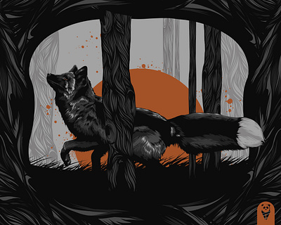 Black Fox animal animal art badge black black fox design fox fox logo illustration portfolio poster poster art poster design vector