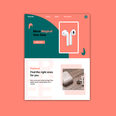 Product Landing Page - AirPods animation app art design graphic design illustration typography ui ux website