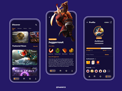 DOTA 2 app design design app dota 2 dota2 mobile app mobile app design mobile application mobile design mobile ui ui ux