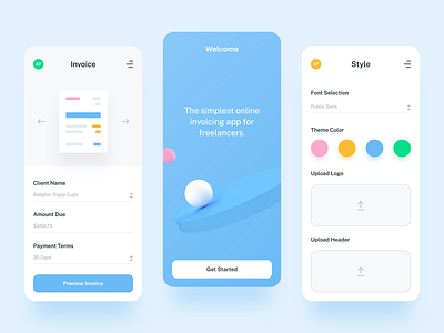 Invoice App 3d app clean colorful colors invoice invoice design invoice template invoices invoicing mobile app mobile app design mobile application mobile ui payment app payments simple simple design ui yonke