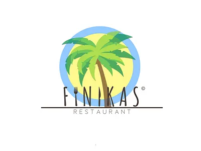 Finikas 2d blue design green logo palmtree yellow