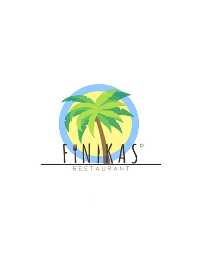 Finikas 2d blue design green logo palmtree yellow