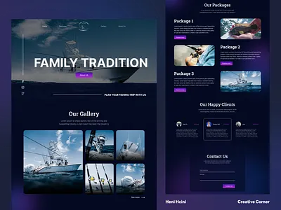Fishing website UI UX animals fishing website sea website