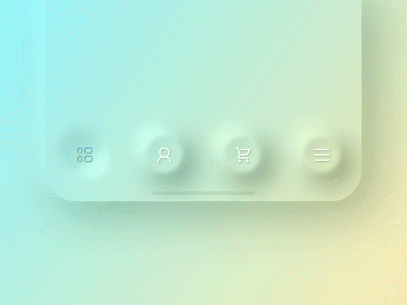 Neumorphism Test II: iOS Tabs (Animation) animation app bottom bottom navigation concept design iphone neumorphism ui
