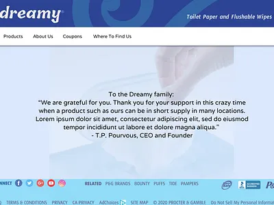 Dreamy Toilet Paper Landing Page