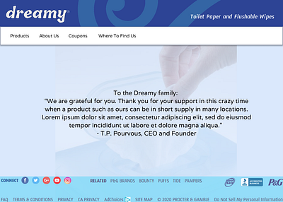 Dreamy Toilet Paper Landing Page