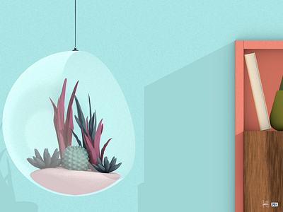 a small desert garden adobe illustrator adobe photoshop book canteen cinema4d desert flatdesign glass illustration plants sand vector