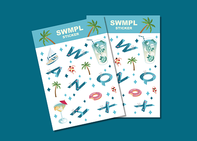 SWMPL font sticker flat flat illustration font illustration sticker sticker design summer swimming pool typography vector