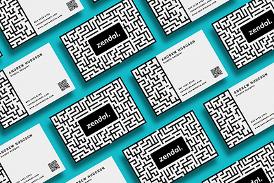 Zendal Labyrinth Business Card black black white business card clean company creative design maze professional white