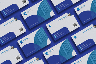 Cerito Blue Business Card agency blue blue and white business business card clean company corporate creative design modern name card template white