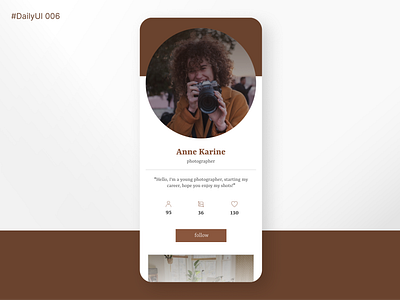 DailyUI - User Profile 006 app design dailyui design figma mobile picture profile profile design ui uiux user user profile ux